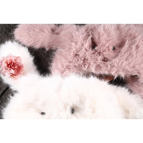 ? Iyoe Faux Fur Bunny Women Pink Cute Plush Rabbit Ears Winter Thick Cozy Hats